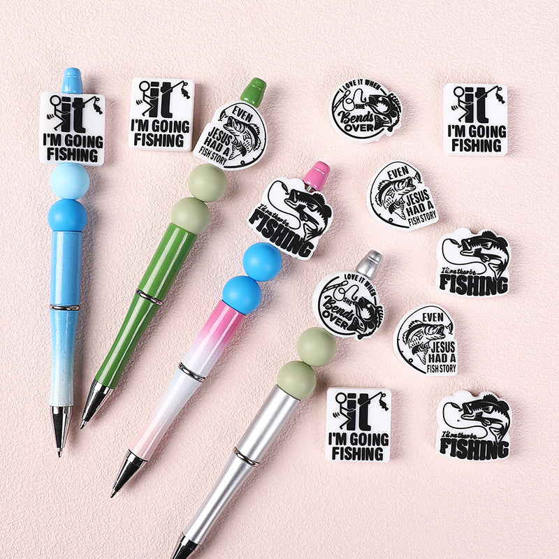 Wholesale  20pcs Silicone beads creative bracelet pen tip decoration focus beads English letter glue beads
